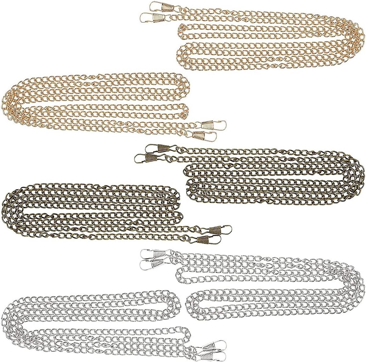 6 Stuks Metalen Zakketting Vervanging - 120cm Robuuste Tasriem voor Handtas en Schoudertas