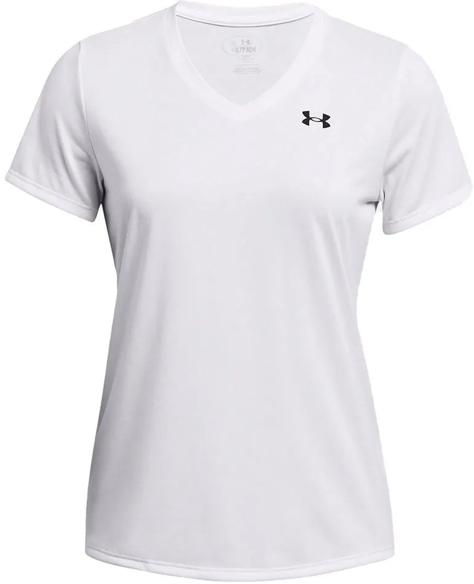 Under Armour Tech SSV- Solid-WHT Dames Sportshirt - Wit - Zwart