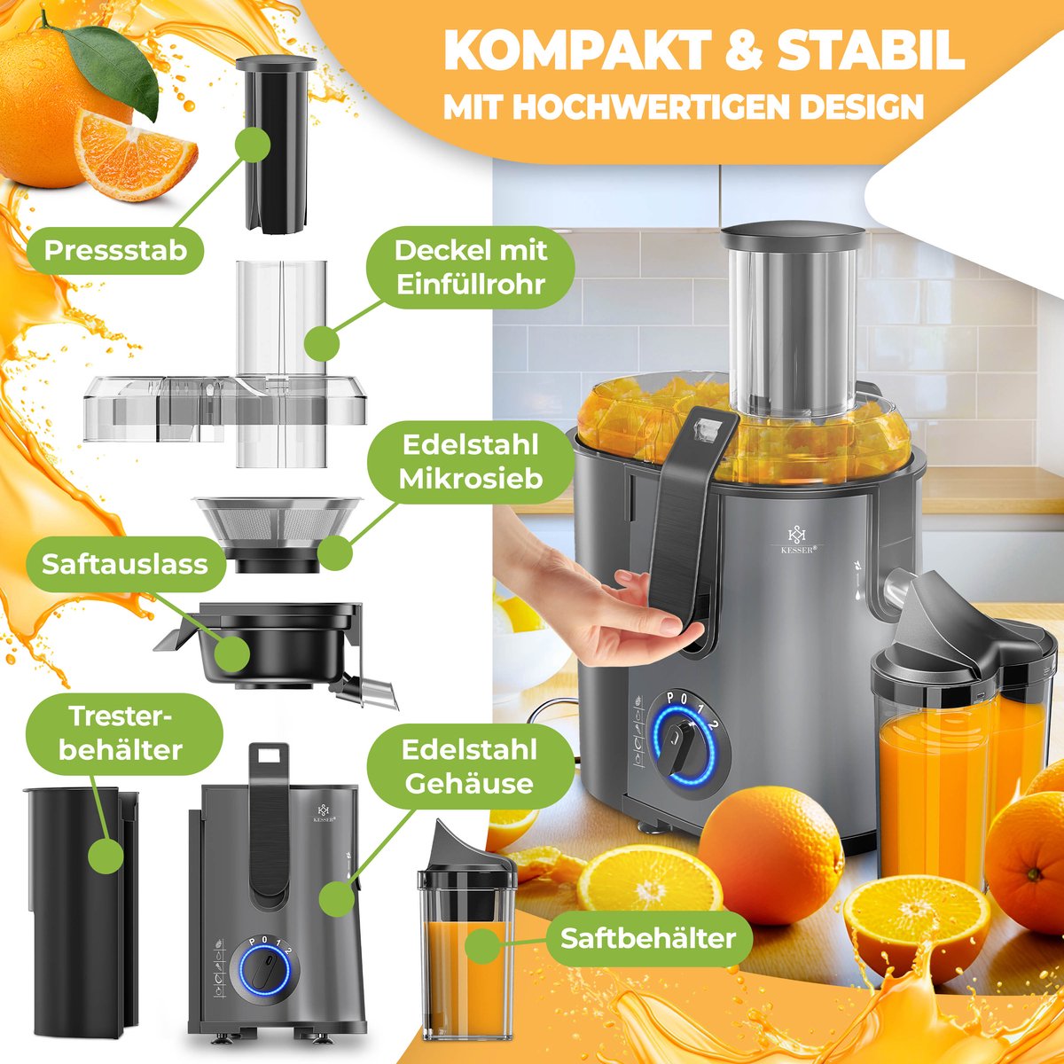 KESSER Slowjuicer - Sapcentrifuge 1100W thumbnail 7