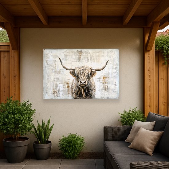 Schotse hooglander - Wanddecoratie buiten - Tuinposter - 90x60 cm