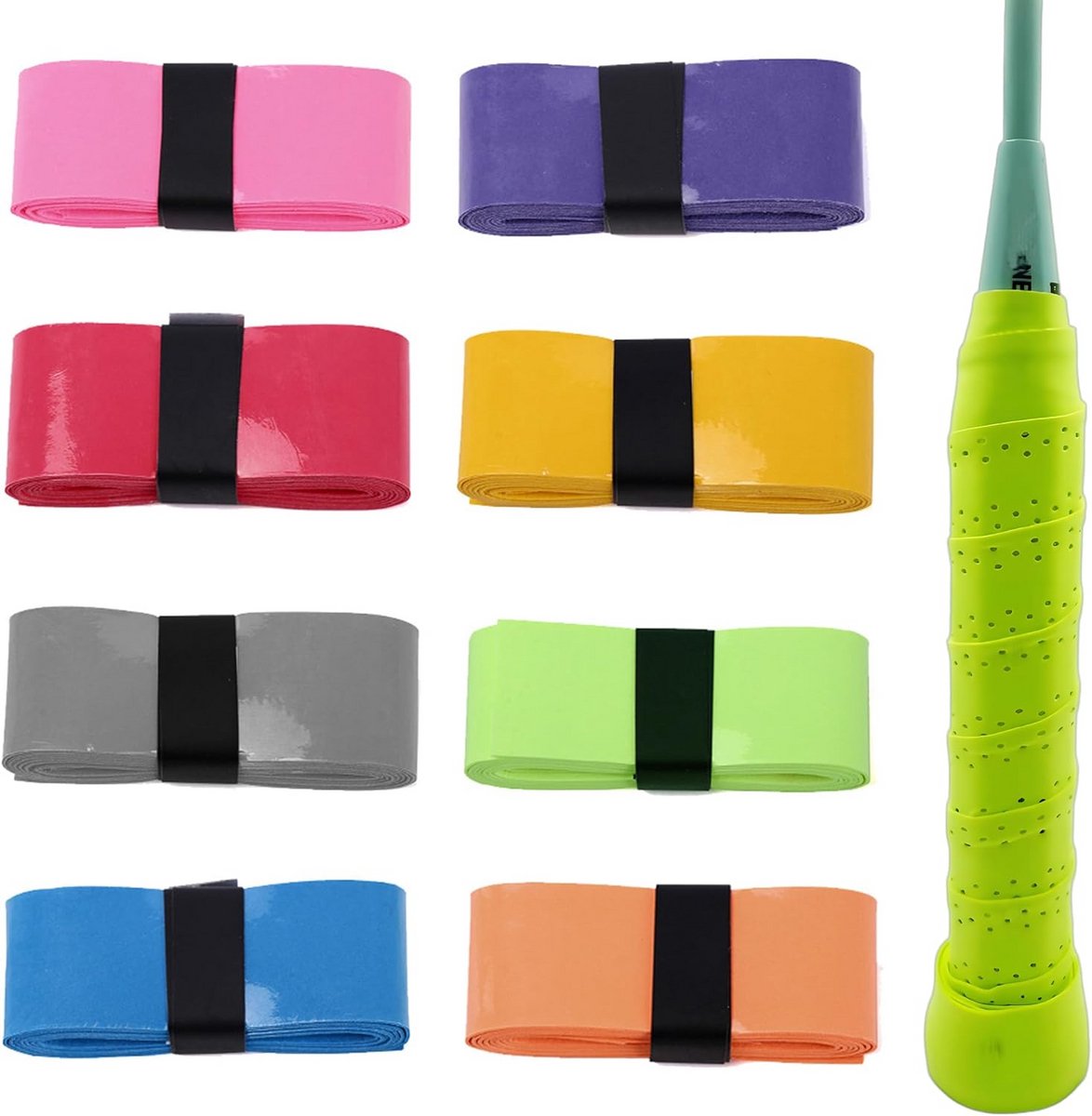 Set van 8 Antislip Overgrips voor Tennis-, Badminton- en Squashrackets