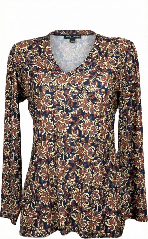 Angelle Milan - Dames 1859 Blouse - Multibruin - Ademend - Kreukvrij