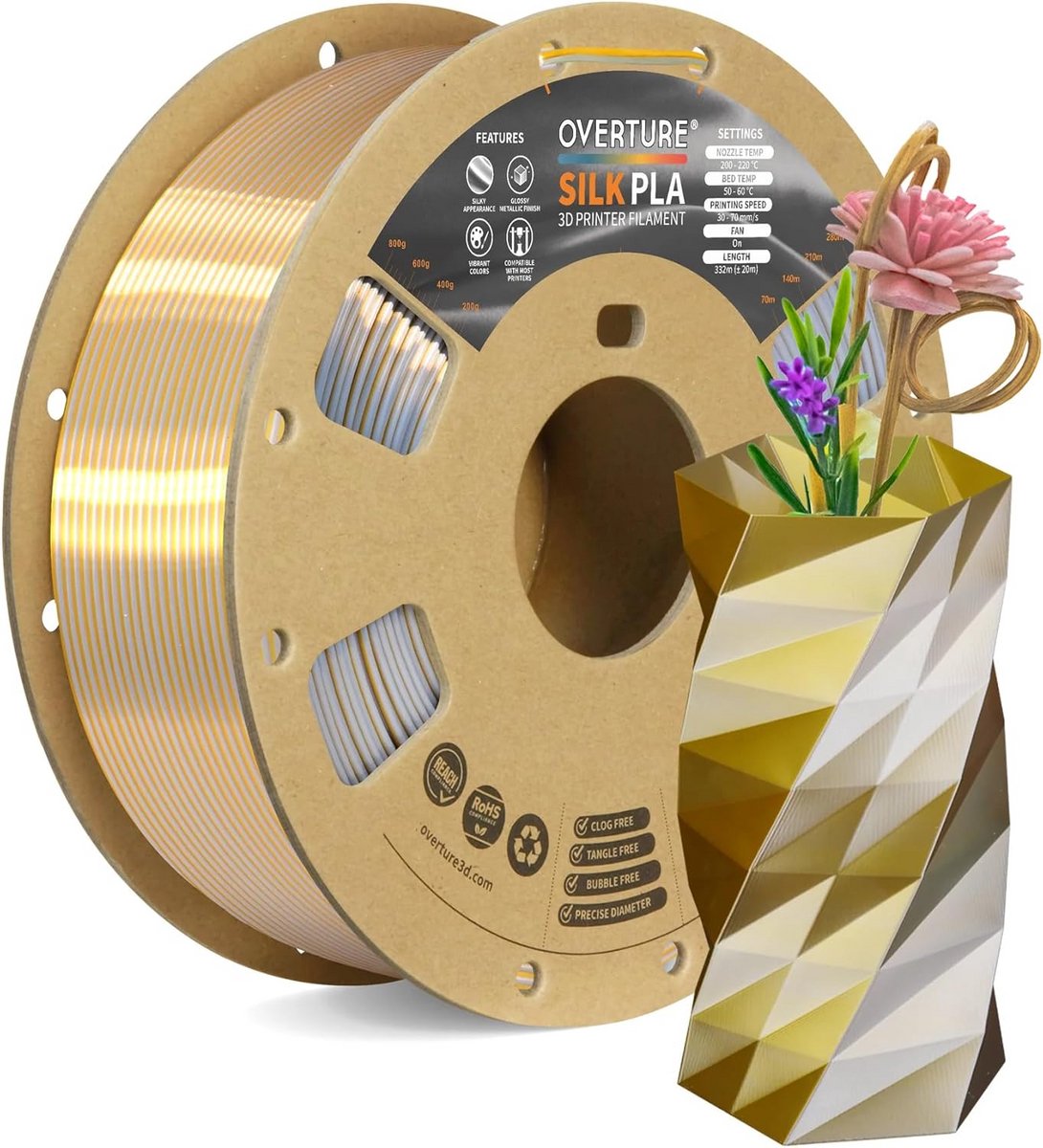 Dual Kleur Zijde PLA Filament 1.75mm - 1kg Spoel - Glanzend en Klitvrij 3D Printer Materiaal