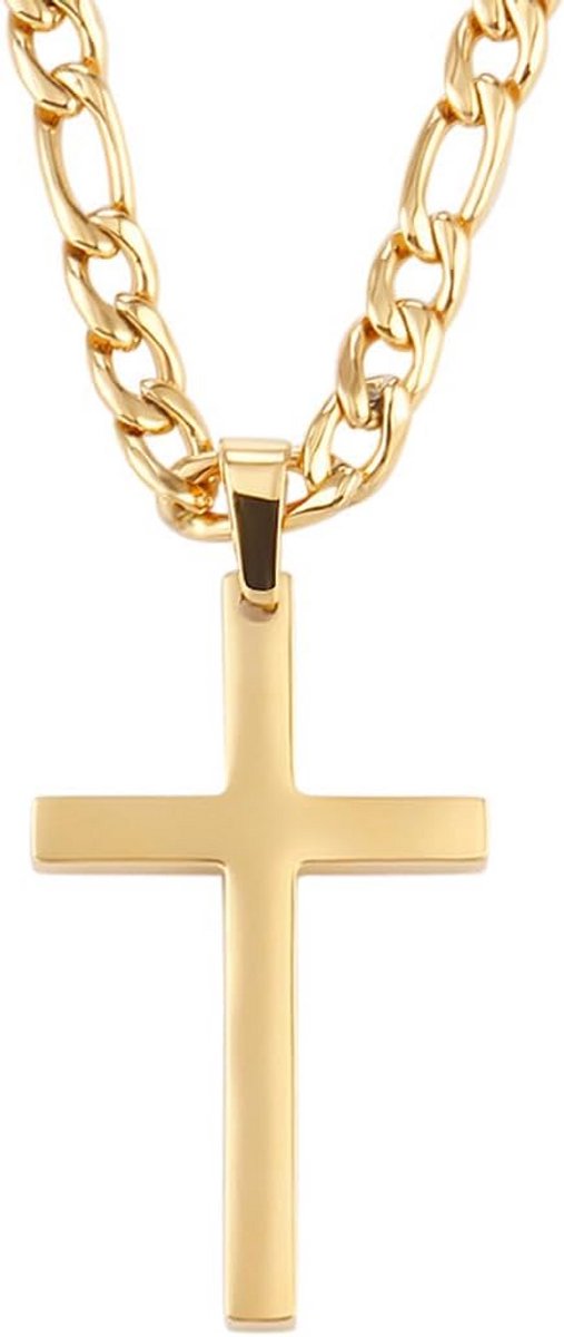 Heren Kruisketting Zilver RVS - Roestvrijstalen Keten met Kruis Hanger