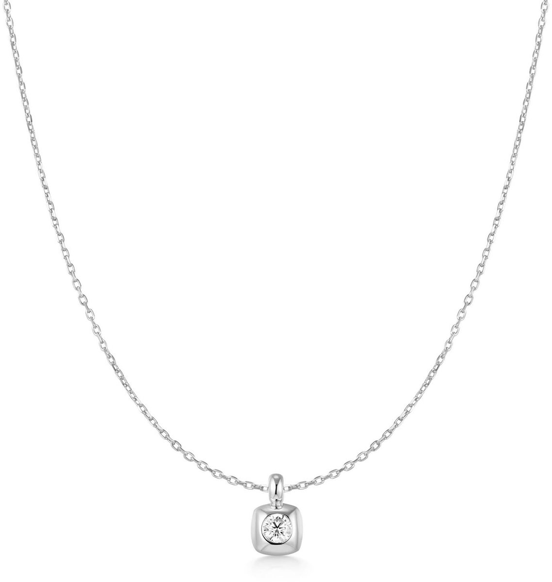 Silv. Modern Solitaire Necklace S