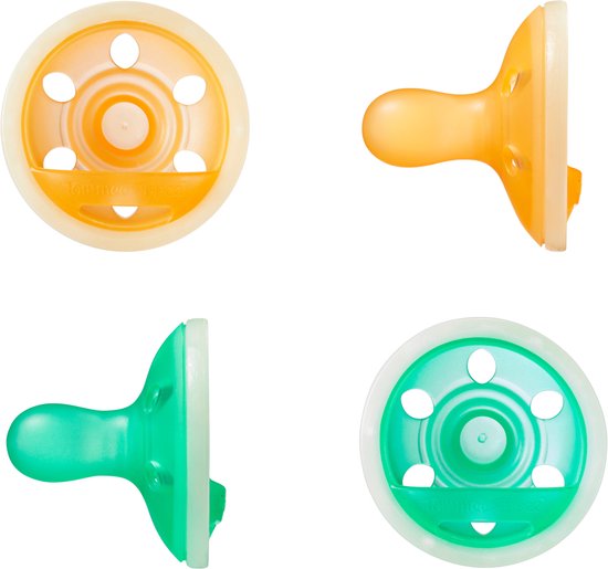 Tommee Tippee Nacht borstachtige fopspeen - 4 Stuks - 0-6 maanden - op huid lijkende textuur - BPA-vrij