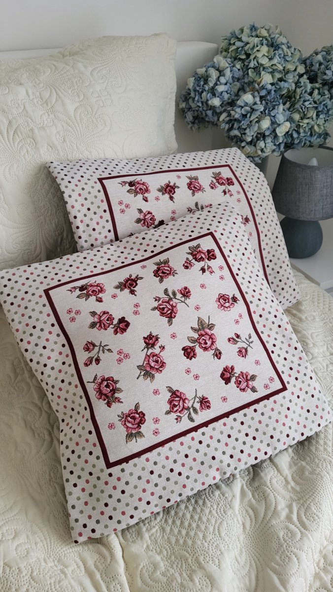 Kussenhoes Gobelinstof Red roses met rits 45*45cm