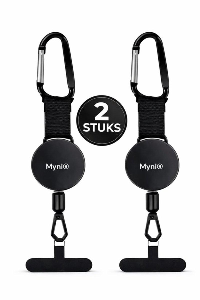 2 STUKS Anti-diefstal Telefoonhouder met Broekclip – Smartphone Veiligheidskoord – Uittrekbaar Koord tot 60 cm – Universele Telefoon Veiligheidslus – Zwart
