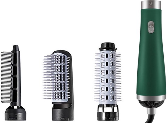 Haardroger met diffuser, 3-in-1 krultang met hete lucht, styling- en oliecontrole, stylingkam met negatieve ionen, 3 afneembare, automatisch roterende krulkammen.