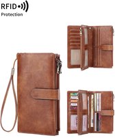 RFID drievoudige lange portemonnee - Retro multifunctioneel - Damesportemonnee - Clutch - Portemonnee - Muntzakje - Dames Portemonnee - Pasjeshouder - Creditcardhouder