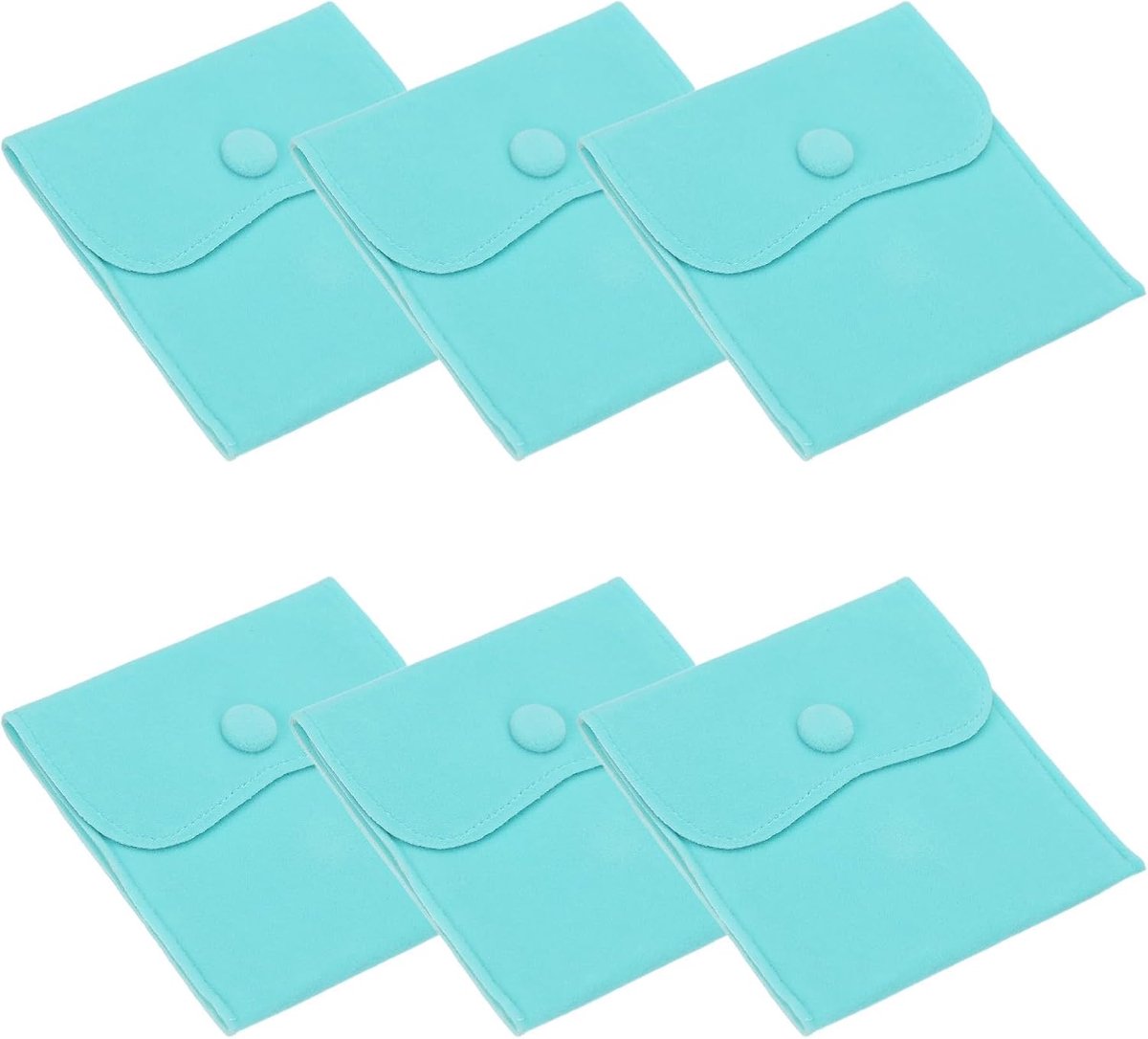 4x4 Inch Jewelry Pouch - 6 Pcs Soft Velvet Pouches met Push Button - Draagbare Opbergtas voor Ringen - Kettingen - Armbanden - Oorbellen - Horloge - Blauw