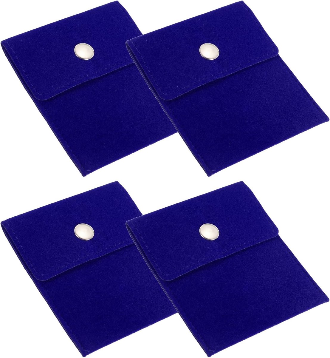 3.5x4 inch Jewelry Pouch - 4 Pack Velvet Pouches - Snap Button Portable Storage Bag voor Oorbellen - Armbanden - Kettingen - Ringen - Horloge - Blauw