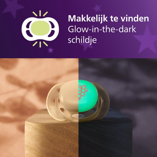 Philips Avent Ultra Soft Nighttime - 6 tot 18 maanden - Glow-in-the-dark fopspeen - 4pack -SCF094/10 van Merkloos — afbeelding 5