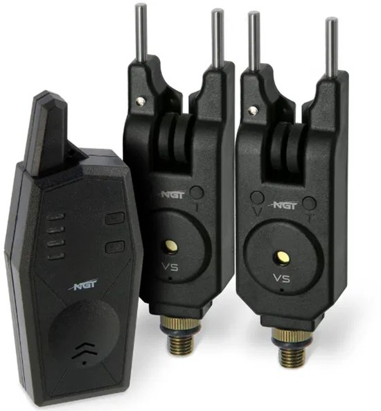 NGT Wireless Bite Alarm Set - 2 + 1 - Récepteur sans fil - Comprend des oreilles accrochées - Hauteur et volume réglables - Étanche - Zwart