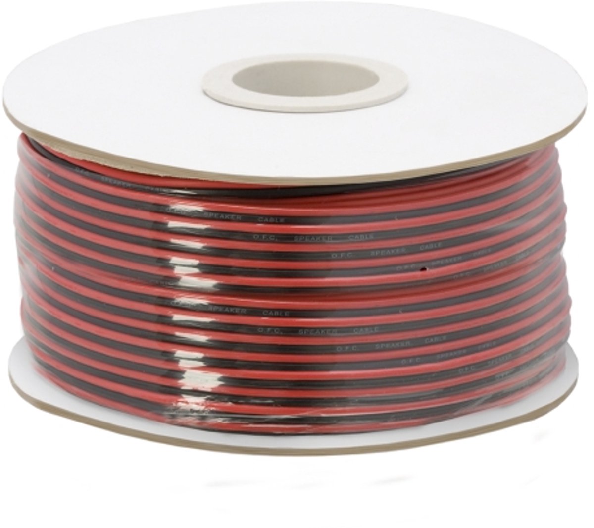 Luidsprekerkabel 100 m - 2 x 0,15 mm² Zuurstofvrij Koper, Gedraaid met Rood/Zwarte PVC Mantel voor Basis Audioverbindingen [20080]