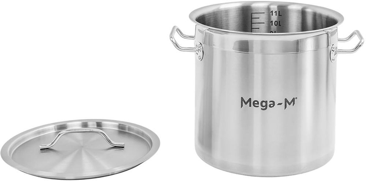 Mega-M PRO Hoge Gastronomische Pan 12 L – Hoogwaardig RVS met Gepolijste Rand – Duurzaam en Professioneel