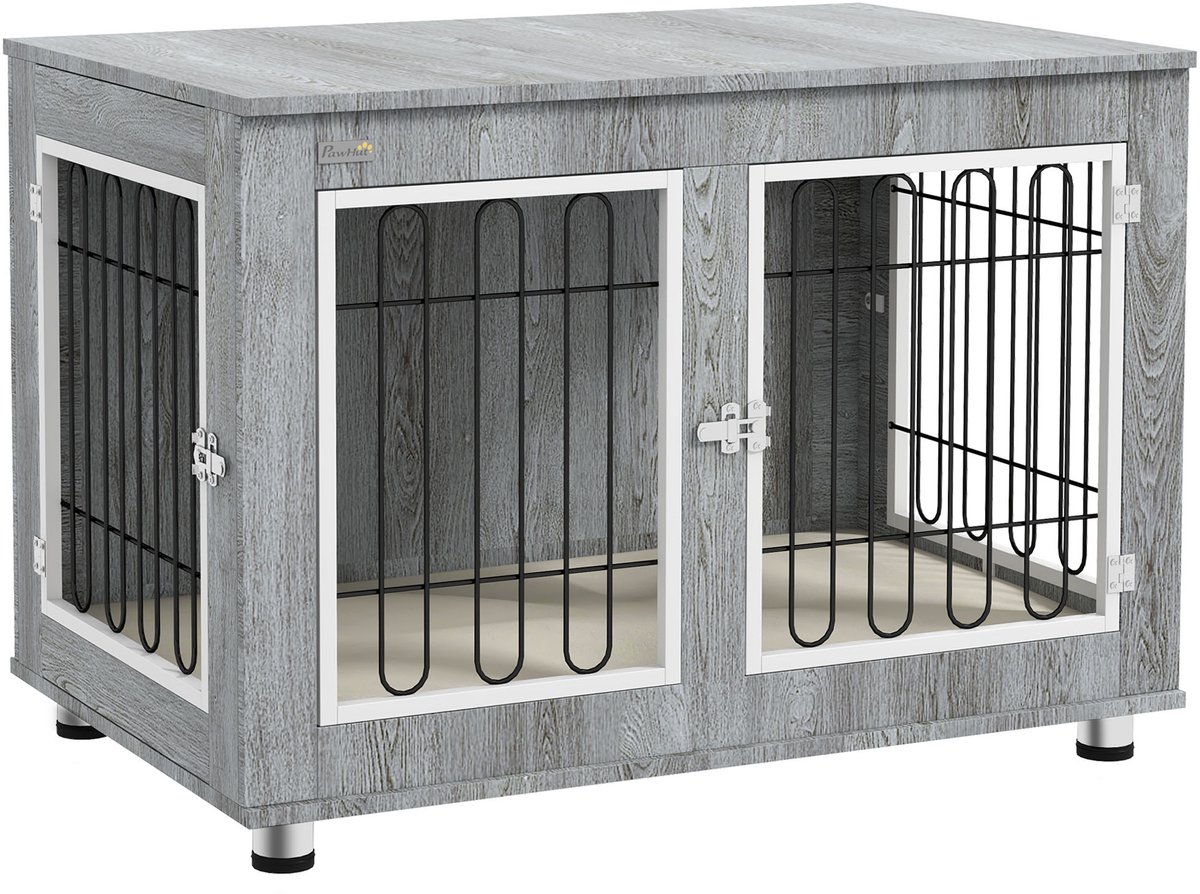 Hondenbench/hondenbox met Wasbare Bekleding, 2 Sloten, 90 cm x 58 cm x 65 cm, Grijs