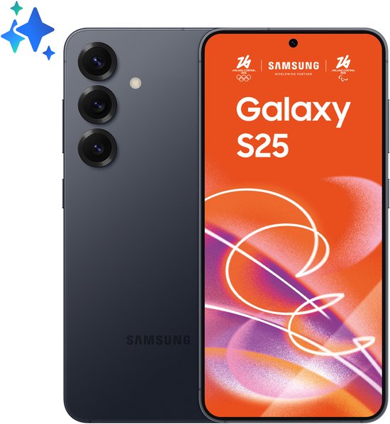 Samsung Galaxy S25 5G smartphone 128GB Blueblack, AI camera, Snapdragon 8 Elite, 6.2 inch scherm, lange batterijduur