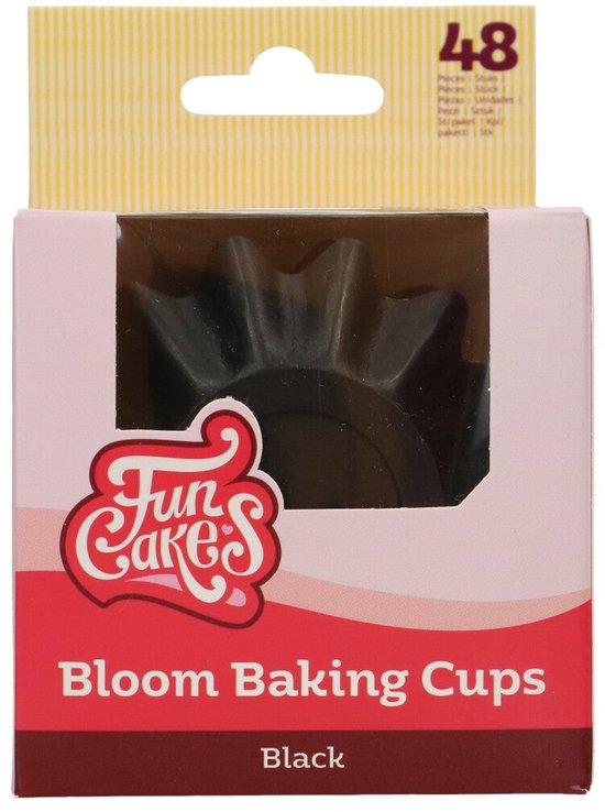 Emballage de 48 'Bloom Baking Cups' noirs de FunCakes.