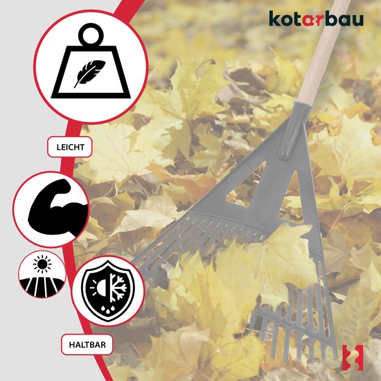 KOTARBAU® Bladhark, Tuinhark van Kunststof, 43 cm, Zwart, met Steel, Gazonhark, Waaierbezem, Lichtgewicht Hark, Stevige Hark, van Merkloos	 — afbeelding 5