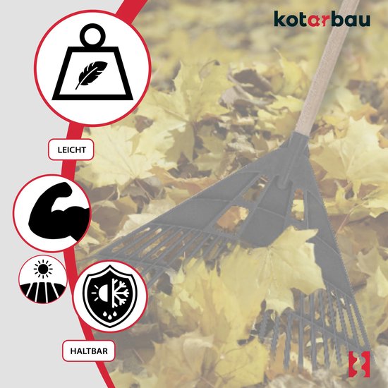 KOTARBAU® Bladhark, Tuinhark van Kunststof, 61 cm, Zwart, met Steel, Gazonhark, Waaierbezem, Lichtgewicht Hark, Stevige Hark, van Merkloos	 — afbeelding 5