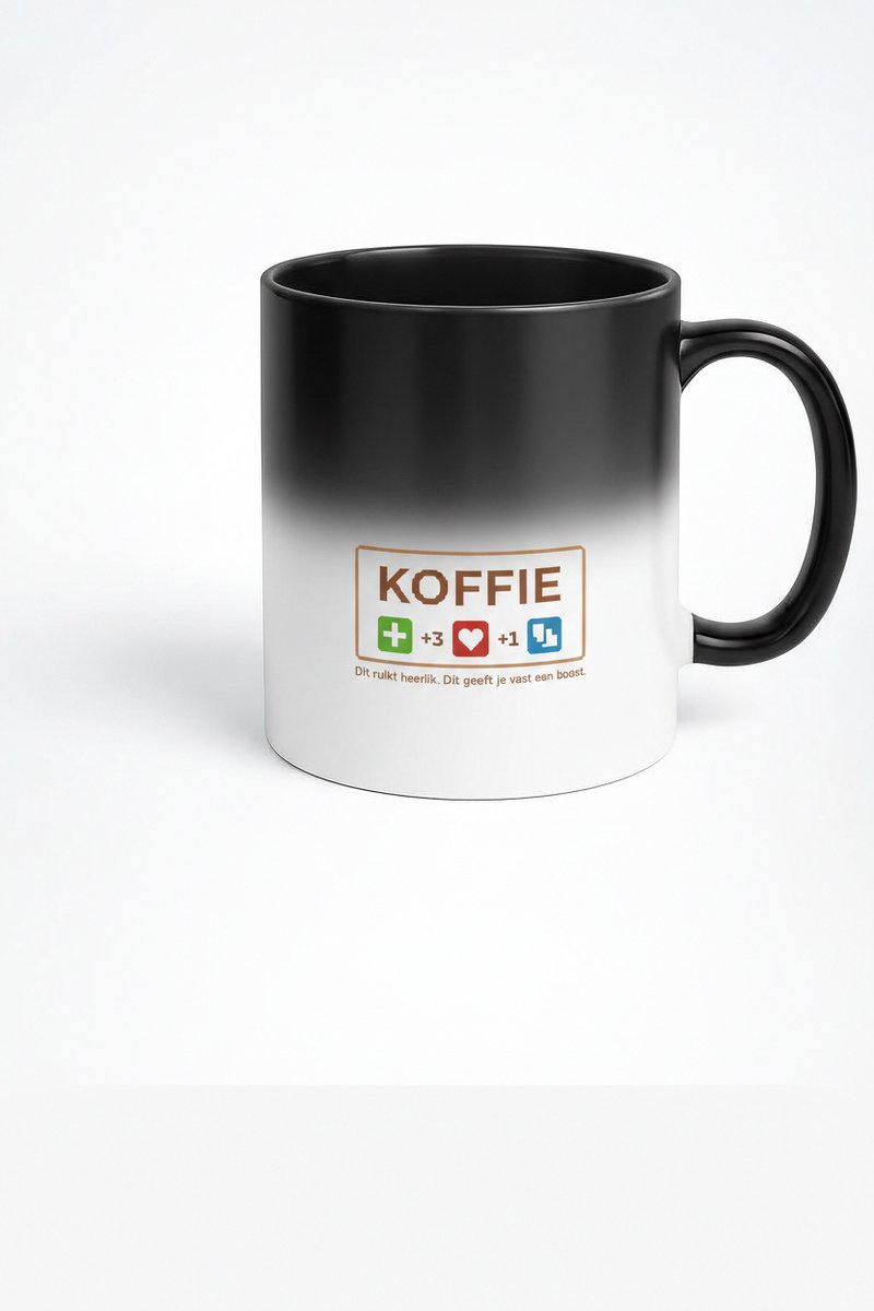 Koffie Boost Magic Mok - Zwarte Magische Koffiemok met Veranderend Design