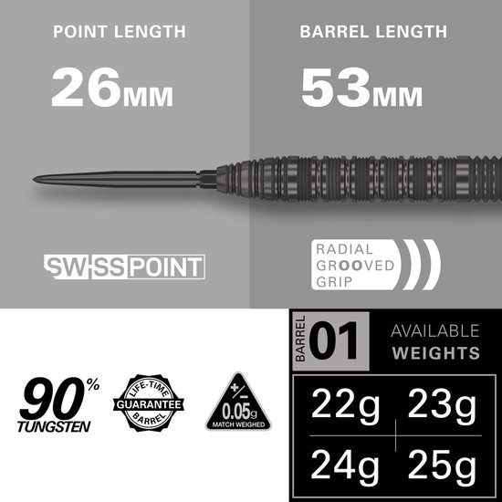 Target Darts Bolide Void Steel Tip Dartpijlen 23G - 90% Tungsten Barrel met Swiss Point Technologie - Barrel 01 Design met Pro Grip Shafts en Pro Ultra Flights van Target Darts — afbeelding 2