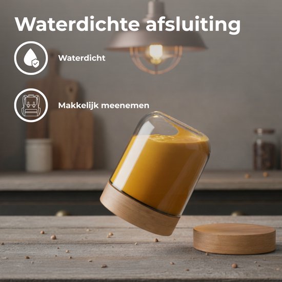 Bocaux de conservation Organess avec couvercle en Bamboe - Lot de 6 - Glas avec couvercle - Bonbonnière - Bocaux de conservation en verre