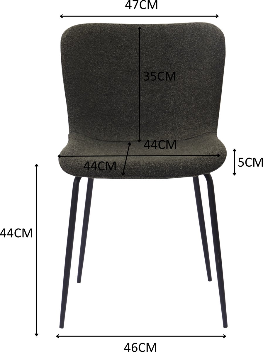 HAUSS SPOLE Eetkamerstoel - Hoge Ronde Rugleuning - Set Van 2 - Ergonomisch En Comfortabel - Voor Eetkamer En Werkkamer - Stof Groen Groente