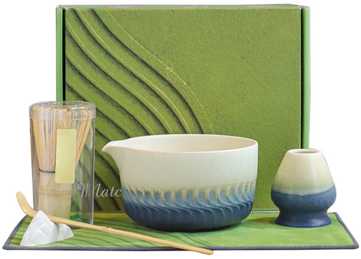 Matcha Set - 7-Delig - Matcha Klopper - Matcha Whisk - Matcha Starterkit - Matcha Kom - Bamboo Whisk - Keramiek - Cadeauset - Japanse Thee Set - Starterkit