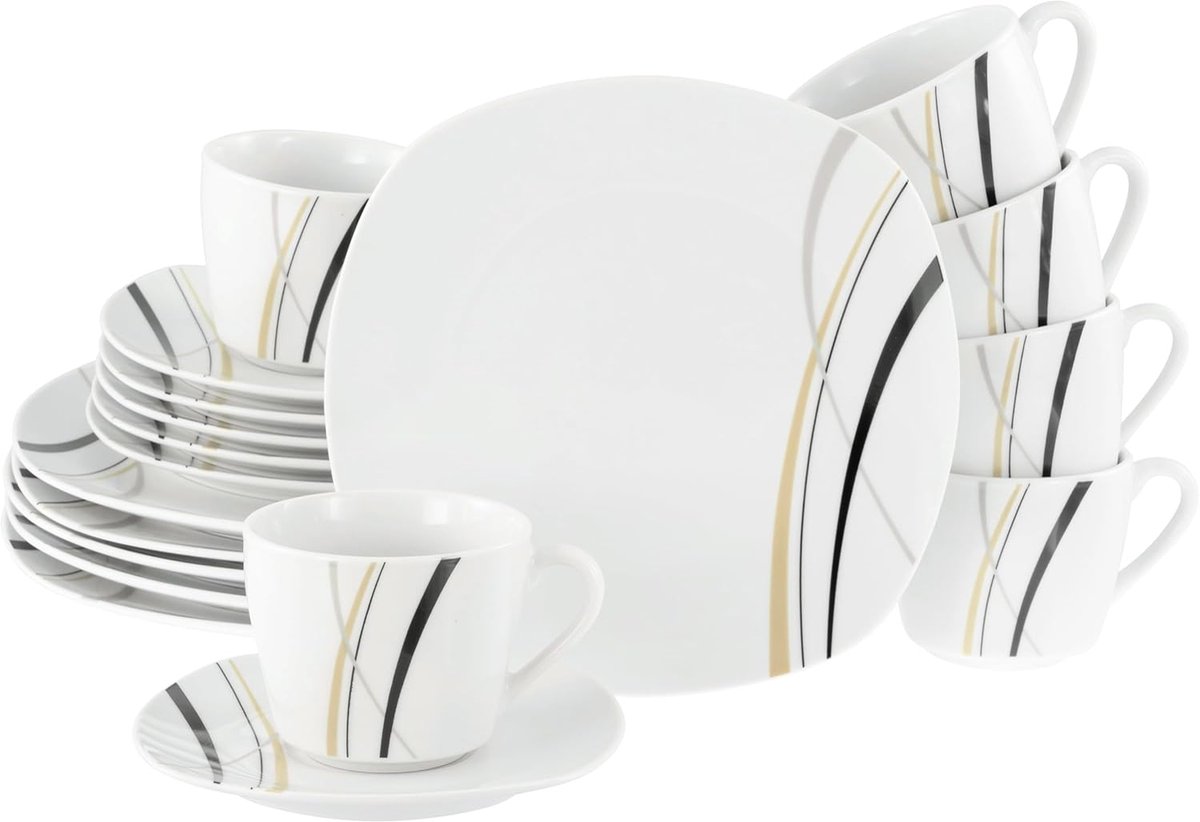 18-delige Porseleinen Servies Set voor 6 Personen