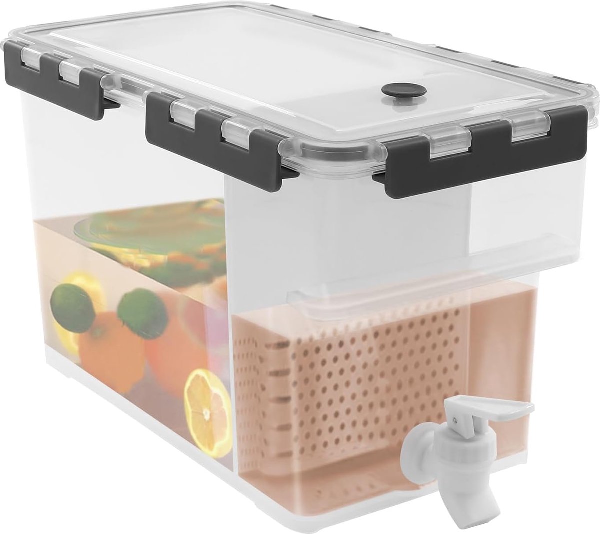 Grote drankdispenser met tapkraan voor limonade en water, geschikt voor koelkast
