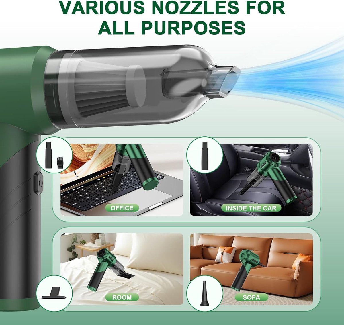 Sander Shop Handstofzuiger 15000PA 4 in 1 voor Thuis en Auto - afbeelding 3