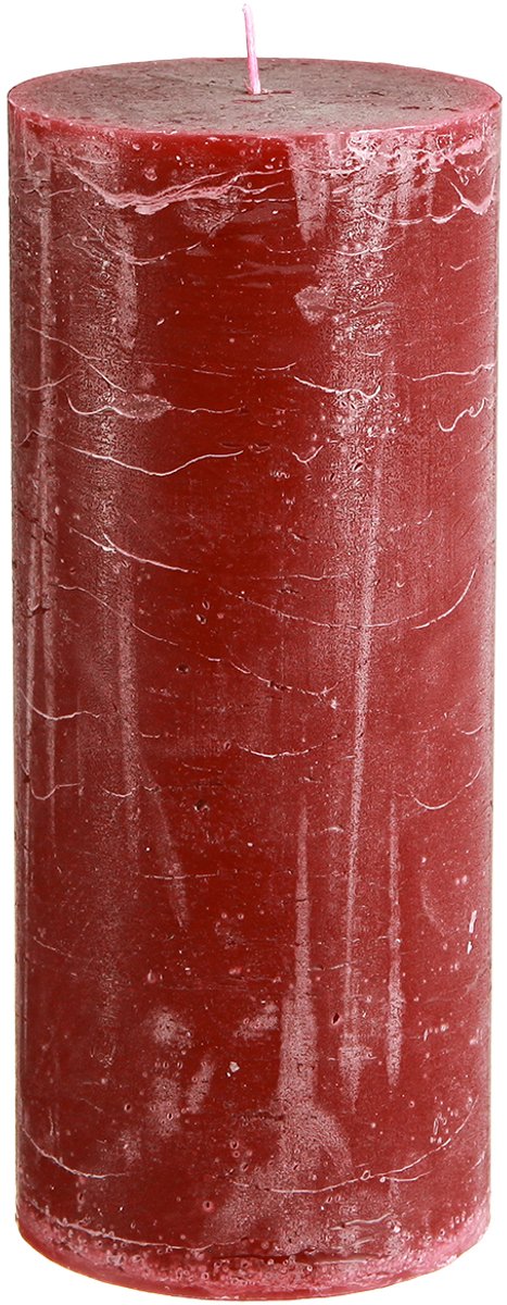 Viana Donkerrode pilaarkaarsen met marmerlook, 85x200mm, set van 2 – lange b Rood