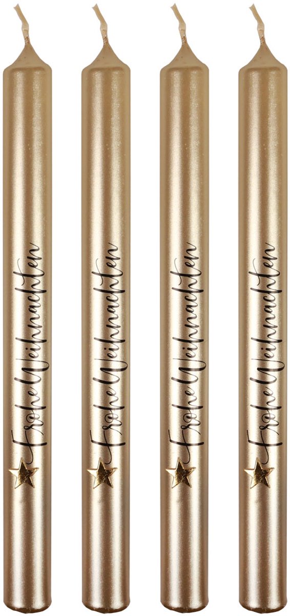 Wenzel Kerzen Kerstkaarsen stokkaarsen Kerstcreme 25cm 4 stuks Goud