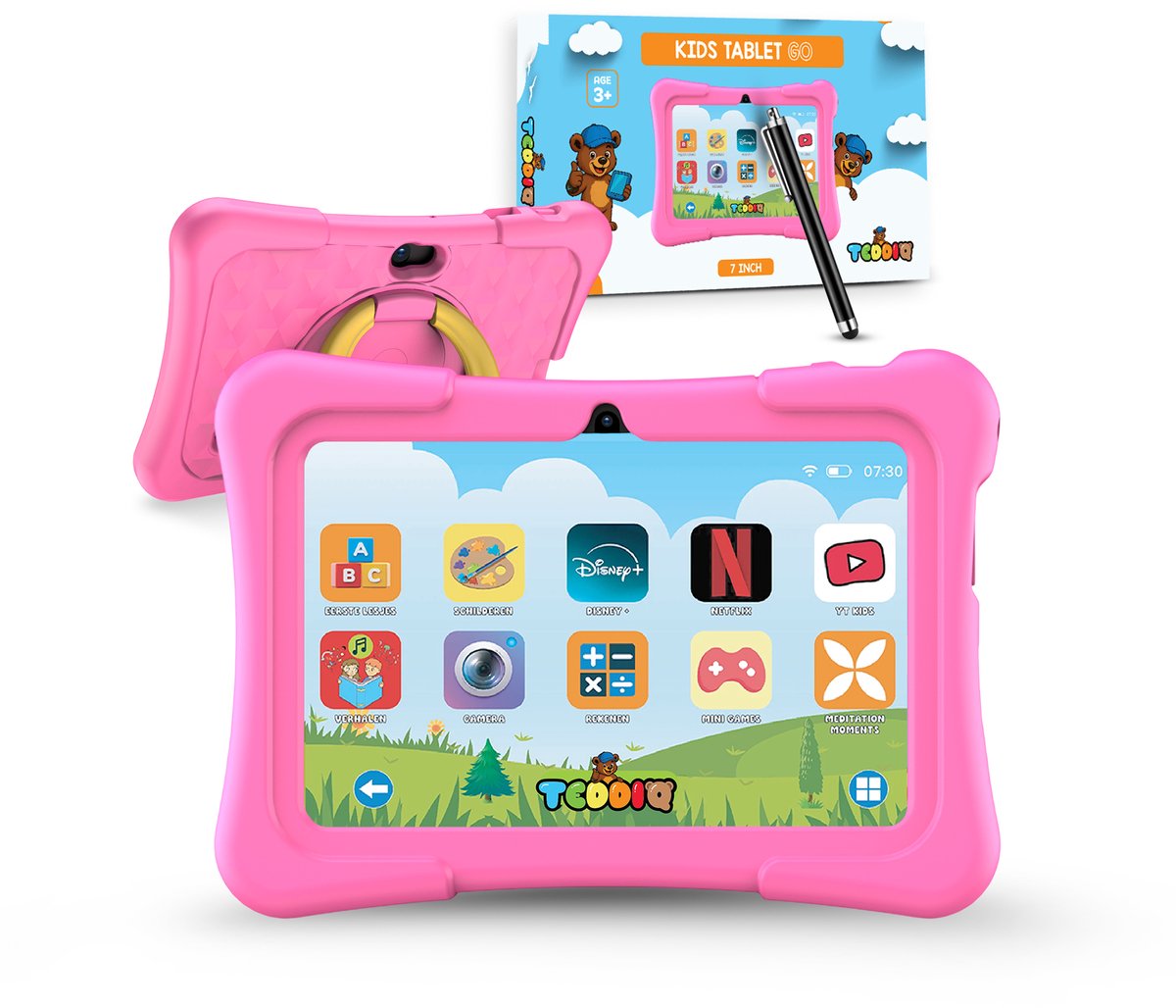 TeddiQ Kindertablet GO - 7 inch - Ouderlijk Toezicht - Android 13 - Kinder tablet - Blue Light Protection Screen - Vanaf 3 Jaar - Roze