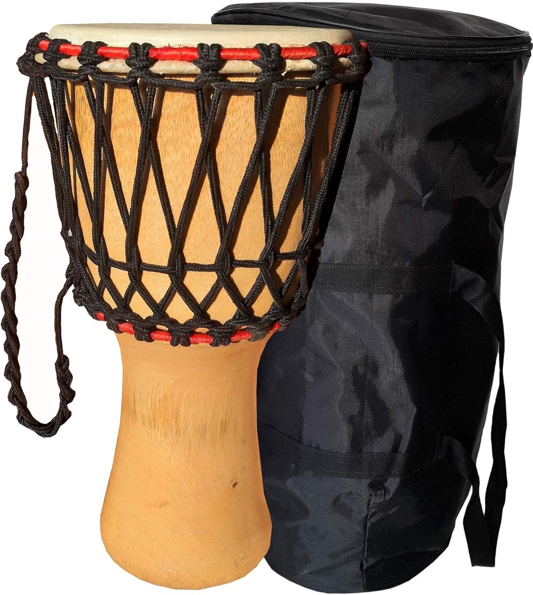 Djembe Trommel - Handtrommel Percussie - Muziek Maken - Inclusief Draagtas - 40x20x20cm - Geel