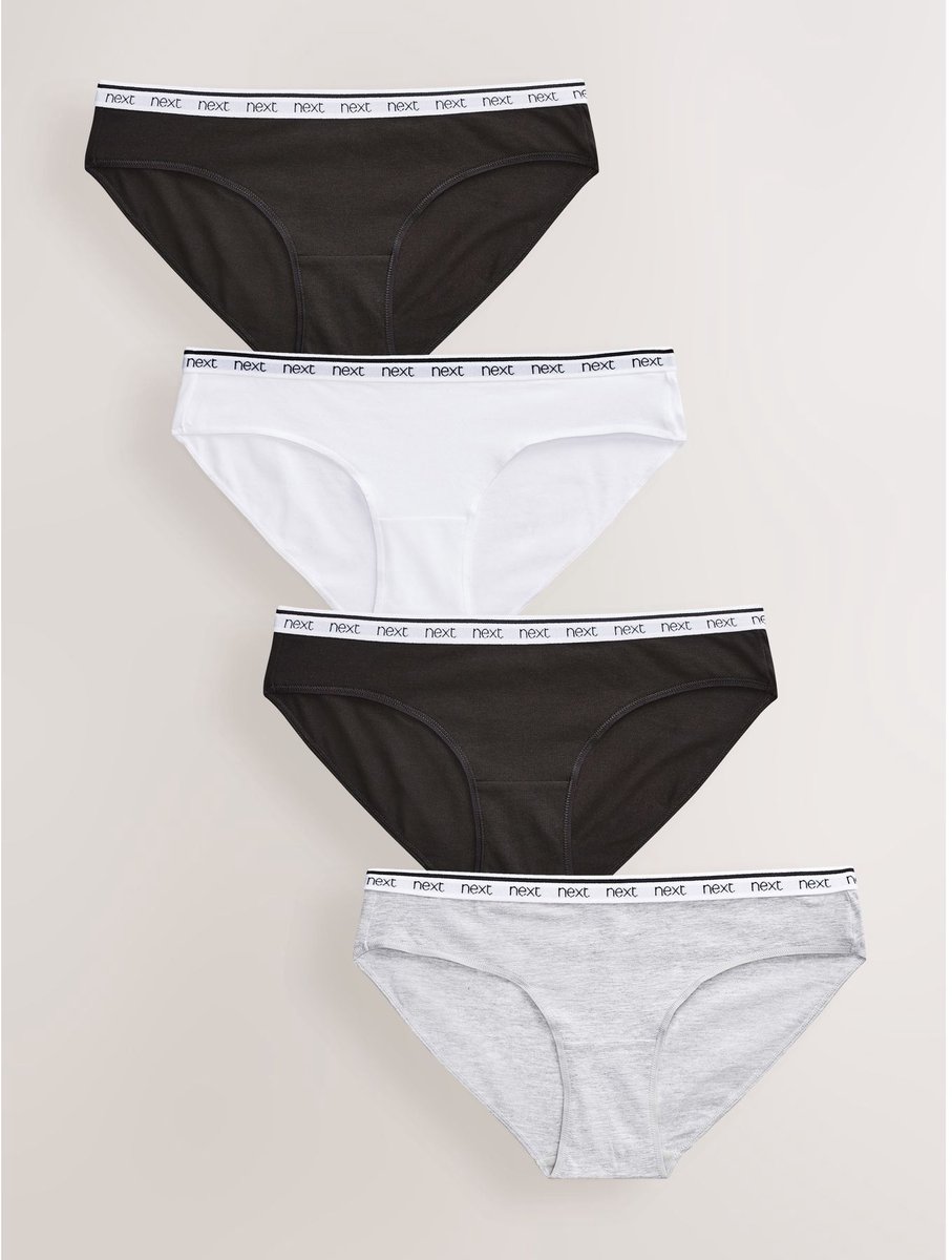 Next Set van 4 katoenen bikini's met logo