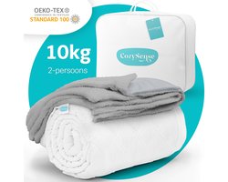 CozySense® Verzwaringsdeken 10 kg - 2-persoons - Weighted Blanket - Zwaartedeken met GLASS-Flow® Drukverdeling - Inclusief Wasbare Hoes - 200x200 cm - Grijs