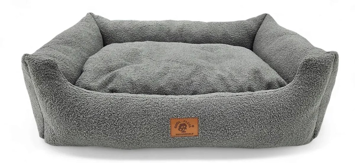 Hondenmand Bouclé 95×75 cm – Luxe Hondenbed, Zachte Sofa voor Middelgrote Honden, grafiet