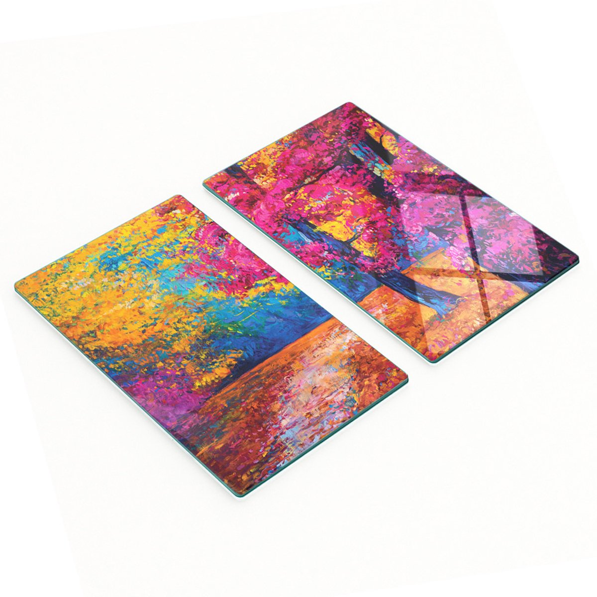 Decoratieve glazen snij- en serveerplanken in impressionistische stijl, 2x30x52 cm