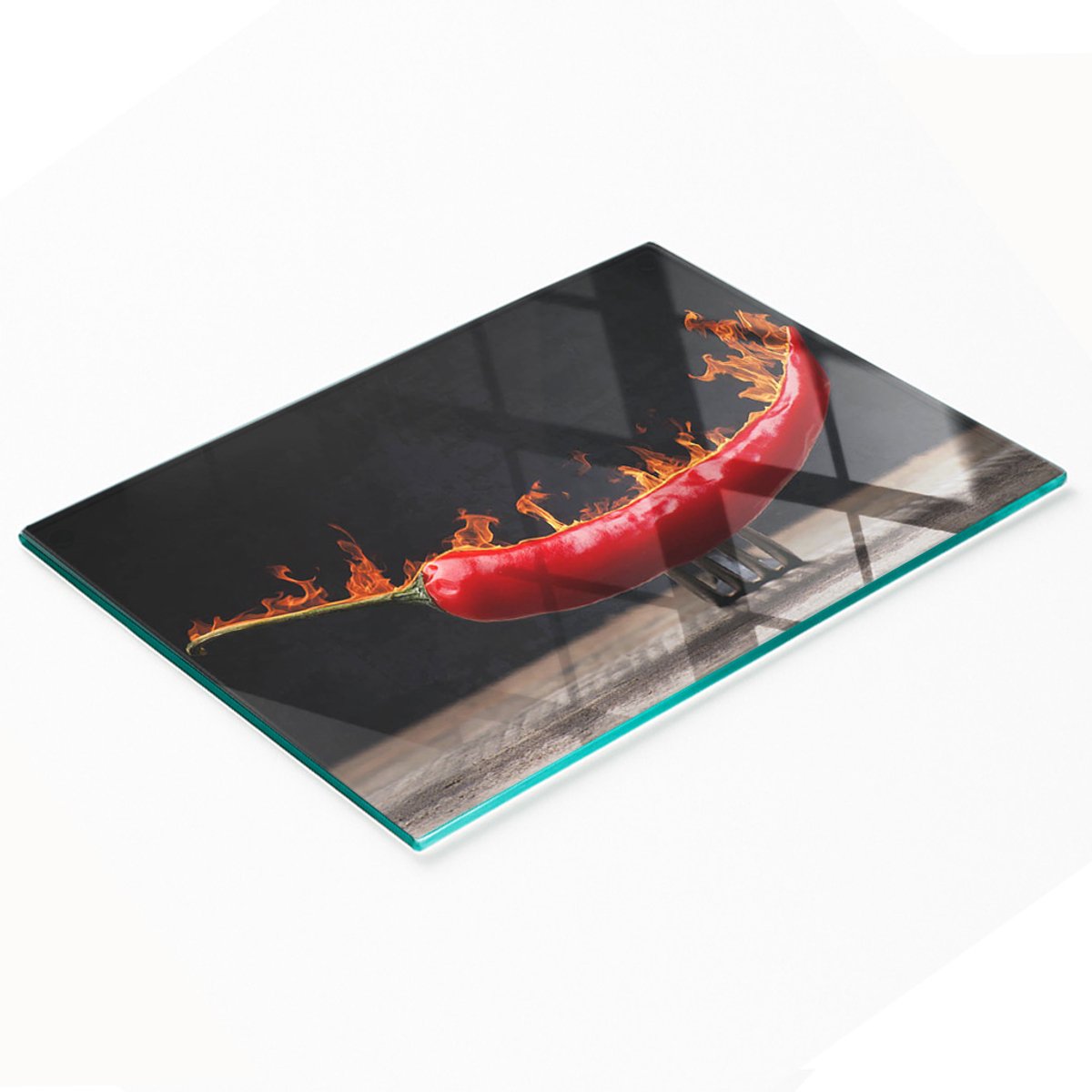 Decoratieve glazen snijplank in de vorm van een chilipeper, 80x52 cm