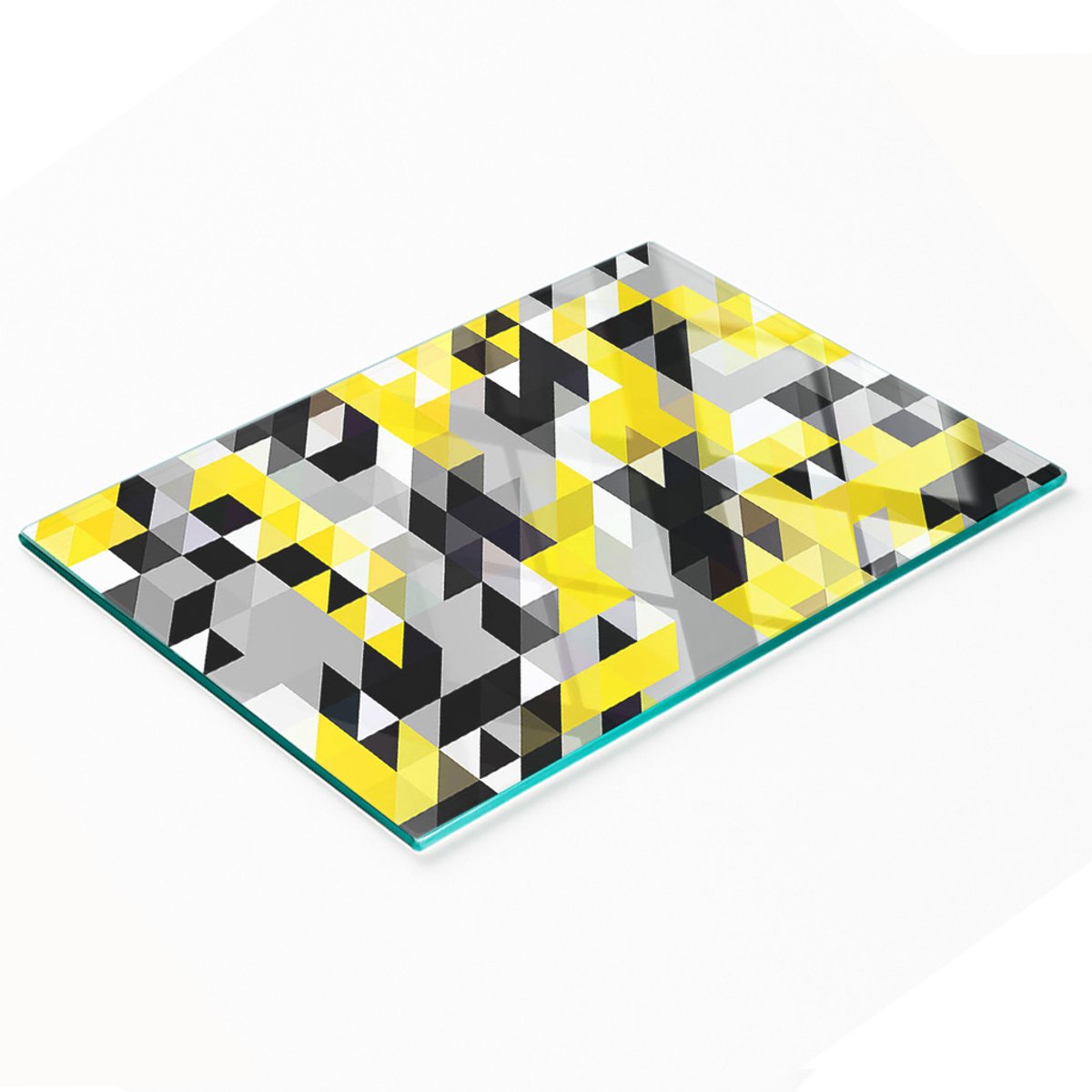 Decoratieve snijplank van gehard glas met geometrische vormen, 80x52 cm
