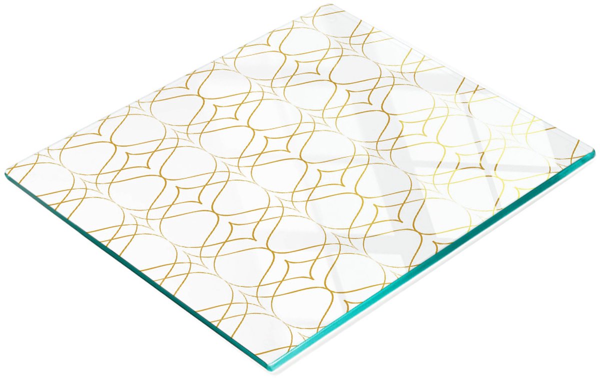 Glazen serveerplank met grafisch geometrisch patroon 60x52 cm