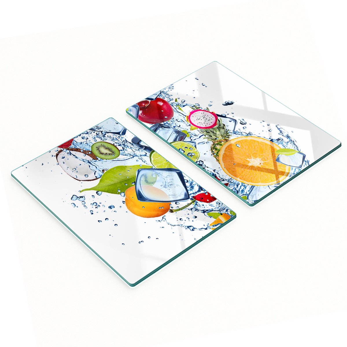 Decoratieve glazen serveerplanken voor snacks, fruit en ijs, 2x40x52 cm