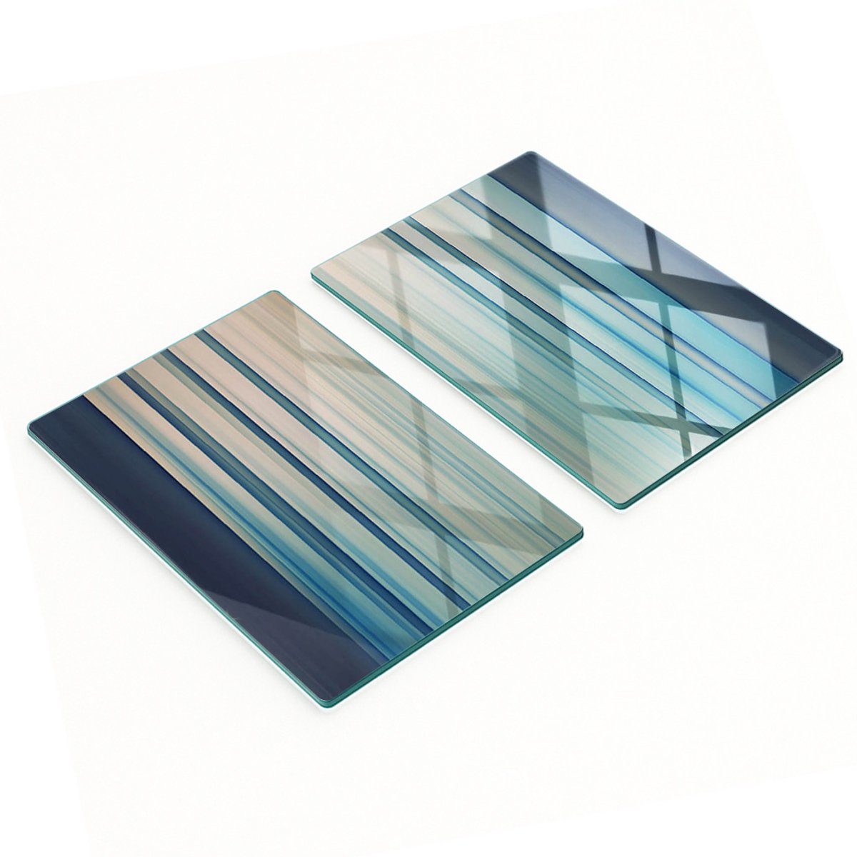 Keukenplanken van gehard glas met grafische blauwe strepen, 2x40x52 cm