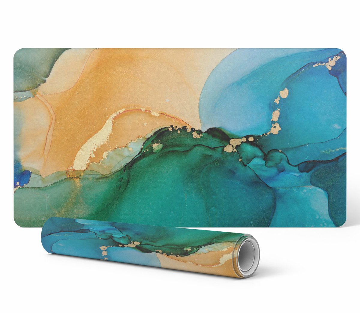 Antislip gaming bureaumat van vinyl met abstract golvenpatroon, 90x45 cm