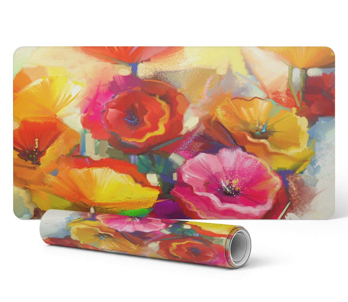 Designer beschermmat voor laptops met abstracte bloemenprint 90x45 cm