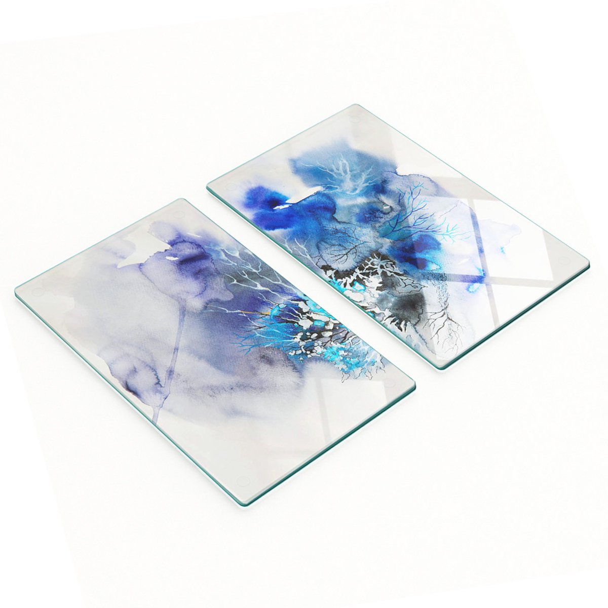 Stijlvolle en duurzame glazen borden met abstracte bloemenprint, 2x30x52 cm