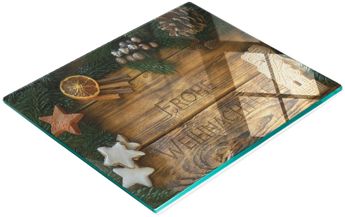 Decoratieve serveerplank van glas met kerstmotief, 60x52 cm